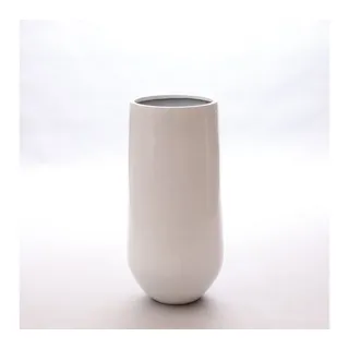 Elegant Einrichten Pflanzkübel Pflanzkübel Fiberglas Rund-Konisch D55xH110cm Hochglanz-Weiß (1 St)
