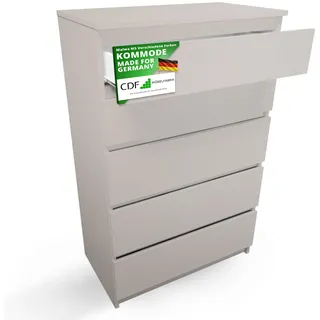 CDF Kommode Kashmir mit 5 Schubladen 109 cm Hoch Sideboard Schmale Komode Schlafzimmerkommode für Flur Büro Schlafzimmer Wohnzimmer Schubladenschrank Regal mit Schubladen Schrank Modernes Möbelstück