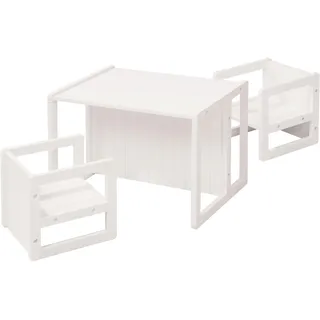 Kindersitzgruppe ROBA "3in 1, weiß", weiß, Sitzmöbel-Sets, Kinder, MDF, als Wendehocker mit 3 verschiedenen Höhen verwendbar