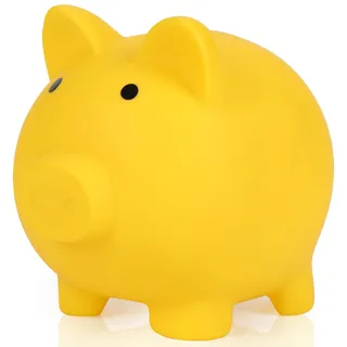 H&W Gelb Sparschwein,Unzerbrechliches Sparschwein,Niedliche Münzbank, Plastikspardose, Beste Geburtstagsgeschenke Heimdekoration