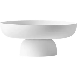 Schüssel mit Fuß, Obstschale, 10, 4-Zoll-Sockel, dekorativer Obsthalter, Dessert-Präsentationsständer mit Abflusslöchern, Kunststoff-Salat-Servierschale, Snack-Tablett mit abnehmbarem Sockel, weiß