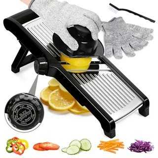 Masthome Verstellbar Edelstahl Gemüsehobel Mandoline, 5-in-1