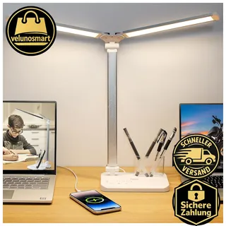 iVict Dual Swing Arm LED Schreibtischlampe Weiß
