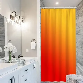 Duschvorhang Schmal 90x180cm, Uiiooazy Duschvorhang Anti Schimmel Terracotta Gradient Orange Gelb Herbst Klein Duschvorhänge Stoff Waschbar Wasserdicht Polyester Bad Vorhang mit 6 Haken für Badezimmer