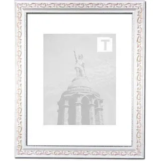 Barock Bilderrahmen Sortiment 35 x 45 cm florale Verzierung 45x35 cm hier Verenice Weiß Rose mit Kunststoffglas Antireflex 2mm