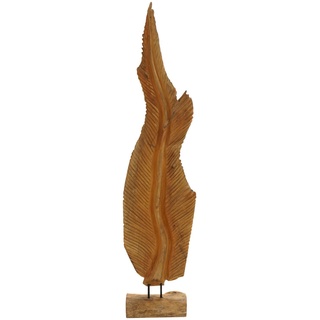 Ploß Deko-Figur Blatt, Teakholz, 25x15x100cm, auf Holzfuß