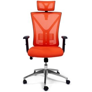 TPFLiving® Premium Bürostuhl schwerlast Schreibtischstuhl ergonomischer Chefsessel Drehstuhl mit Mesh Netz belastbar bis 200 kg, Orange
