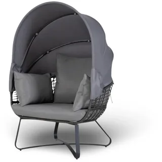 Egg Chair Loungesessel 110x156 cm Gartensessel mit Dach Outdoor Hängesessel | BURI, faltbares Sonnendach, bequeme Polsterung, wetterfest, Relaxsessel, Terrasse, Balkon, Gartenmöbel, Komfort