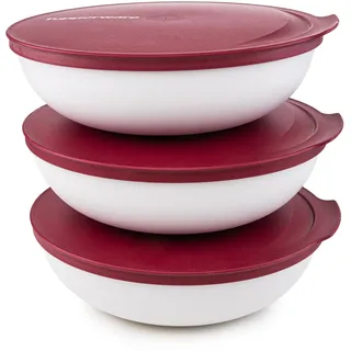Tupperware Allegra Schüssel Set Dunkelrot 3X 740 ml Servierschüssel (inkl. EcoEasy 750 ml Gold)