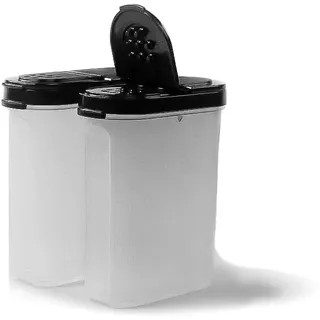 Tupperware Würzling Gewürz Riese Salz- und Pfefferstreuer ideal für Auto, Büro, Camping & Unterwegs - Ordnung Salzstreuer Gewürze Gewürzriese 270ml schwarz transparent 2er