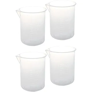 KVSERT 4 Stück 50 ml Labor-Messbecher Kunststoff für Wasser und Flüssigkeiten, transparent
