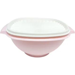 Tupperware Wonderlier Sonnenschüssel 1,2 Liter mit Deckel – Frischhalteschüssel Salatschüssel Vorratsdose luftdicht – Pastellrosa mit weißem Deckel