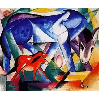 Zhyaunz Blaues und rotes Pferd - DIY 5D Diamond Painting Set - Franz Marc - Kreuzstich Stickerei Full Round Craft Art Gift 40x50cm