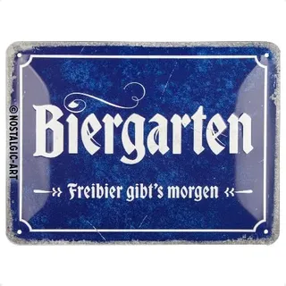 Nostalgic-Art Retro Blechschild, 15 x 20 cm, Biergarten – Geschenk-Idee als Bar-Zubehör, aus Metall, Vintage Design mit Spruch, Blechschilder Sprüche, Bier-Deko