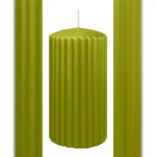 Wiedemann Kerzen Rillen Kerzen 150 x Ø 80 mm 4 Stück grün