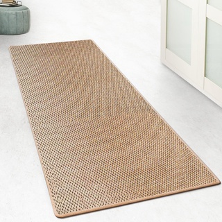 casa pura Küchenteppich Läufer 100x250cm für Küche, Flur, Schlaffzimmer & Wohnzimmer Bettvorleger rutschfest & waschbar in Sisal Optik - Flurteppich - Teppichläufer Meterware nach Maß (Natur, Kalkuta)