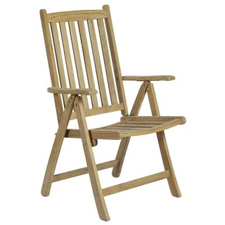 Lomadox Gartenstuhl GARDA-120, Hochlehner mit verstellbarer Rückenlehne, Teakholz braun