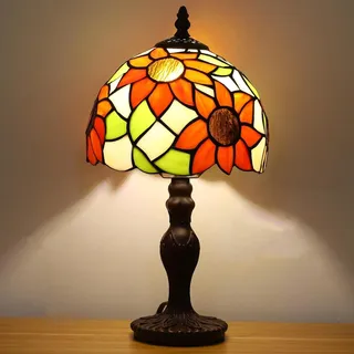 Tischlampe, Sonnenblumen-buntglaslampe, Kleine Antike Nachttischlampe Für Schlafzimmer, Wohnzimmer, Home Office Mit 3-farbtemperatur-led-glühbirne