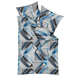 JACK Bettwäsche JACK by Kaeppel Elevate Blau Saphir Anthrazit Silber Streifen, Biber, 2 teilig, tolle Grafikmusterung, hautfreundlich blau