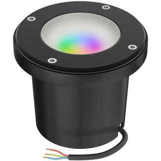 ledscom.de Bodeneinbauleuchte BOFU für außen, IP67, schwenkbar, schwarz, rund, 150mm Ø; inkl. Smart Home RGBW GU10 LED Lampe 473lm
