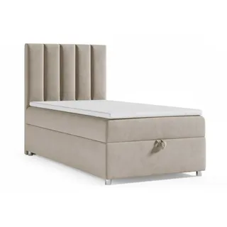 Best For Home Boxbett, Beige, Textil, Höhe ca. 18 cm, Rechteckig, 100x200 cm, Schlafzimmer, Betten, Boxspringbetten