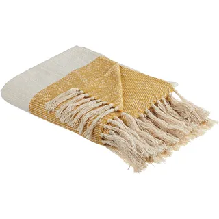 Beliani Salme Kuscheldecke 130 x 170 cm Beige/Orange