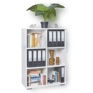 mutatio Regal Weiß Bücherregal Ordnerregal 80,2 cm x 109,5 cm x 35 cm Aktenregal Stabil Für Ordner Aufbewahrungsregal Büromöbel Holzregal Klein Raumteiler Meerzweckregal Standregal