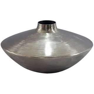 Wohnling Tischvase WL7.570 Vase Dekovase 35cm Aluminium Silber Blumenvase Wohndeko Rund (Flache Vase mit moderner und eleganter Form), Stilvolle Dekoration für Tisch und Sideboard silberfarben