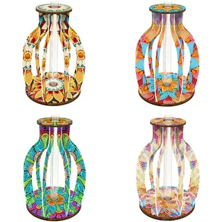 CXINLky Diamond Art Painting Blumenvase, Kreativ Diamond Art Mandala Reagenzgläser mit Bürste, Reagenzglas Vase für Hydrokultur Pflanzen, Tisch Hause Büro Wohnzimmer Deko-4 Stuck-B