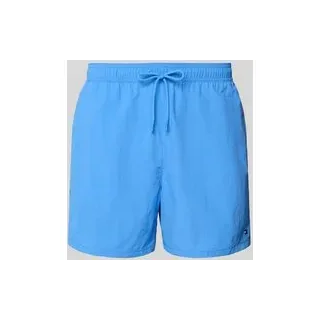 Regular Fit Badehose mit Logo Stitching, Blau, L