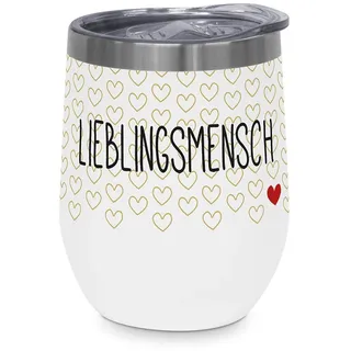 Design@Home Edelstahl-Thermobecher "Lieblingsmensch" in Weiß - 350 ml