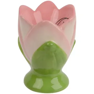 Decoris season decorations Eierbecher, Eierbecher Dolomit Keramik 5,5x7cm Tulpen Blütenform Rosa Grün grün|rosa