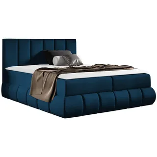 Mirjan24 Boxbett, Blau, Holz, 160x200 cm, Schlafzimmer Betten, Boxspringbetten