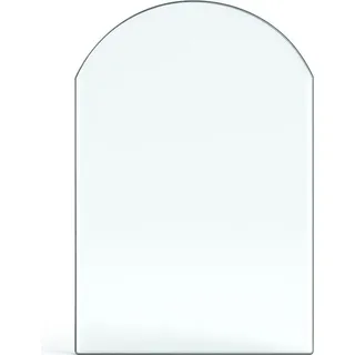 Feuercampus Funkenschutzplatte Glas Rundbogen 130×120×0,6 cm ESG Kamin Bodenplatte hitzebeständig Schutz für Kaminofen Feuerstelle Ofenunterlage - Transparent