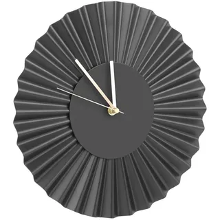 Northpoint Wanduhr Design Edelstahl Fächer Wanduhr- gewelltes Metall Wanduhr schwarz