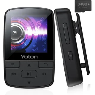 Yoton MP3-Player Bluetooth 5.2, Sportclip FM-Radio HiFi-Klangqualität | Sprachaufnahme, unabhängiger Lautstärkeregler, inkl. Kopfhörer, erweiterbar