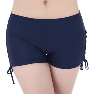 FLYILY Damen Sport Badeshorts Boyleg Board Shorts Strand Bikini Tankini Unterteile Badebekleidung Badeanzüge(EUR 42-44(Tag XXL),Navy) - XXL