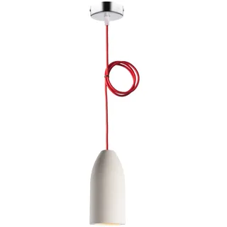 Buchenbusch urban design Deckenlampe Esszimmer light edition 7,5 x 16 cm, Pendelleuchte 1 flammig mit Textilkabel Rot