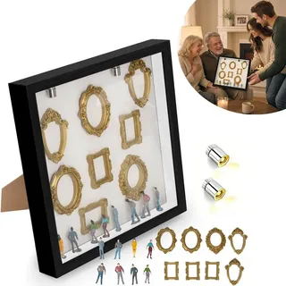 DIY Mini Museum Silhouetten Box mit LED, Mini Bilderrahmen Vintage, Foto Erinnerungsanzeige Set für Jahrestag, Hochzeit