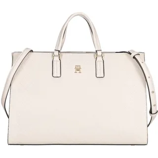 Tommy Hilfiger TH Daily Satchel Mono Umhängetasche Kunstleder Beige/Weiß