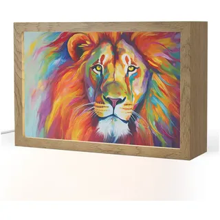 OnlyWow Tischleuchte Löwe - Tiere - Ölfarbe - Regenbogen, Dimmbar, Farbwechsel, LED, Warmweiß, Kaltweiß, Neutralweiß Einstellbar, Tischlampe, Schreibtischlampe, Desk, Dimmbar, mit Kabel, LED 30 cm x 8 cm x 20 cm