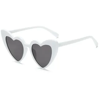 NICECONE Herz-Sonnenbrille Love Pearl Sonnenbrille für Damen, weiße Vintage-Sonnenbrille in Herzform, Party- und Festival-Accessoires, Sonnenbrille