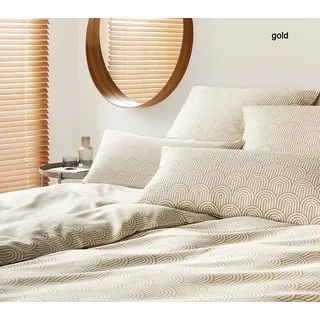 Elegante Mako Satin Bettwäsche Maison Arcs - 135x200 cm + 40x80 cm	Gold