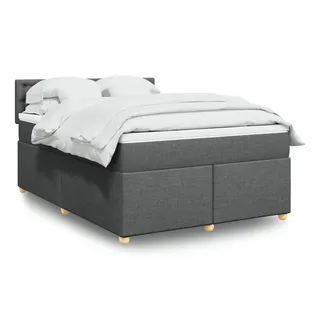 vidaXL Boxspringbett mit Matratze Dunkelgrau 140x200 cm Stoff