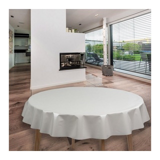 laro Tischdecke Wachstuch-Tischdecken Uni Weiß Rund 140cm