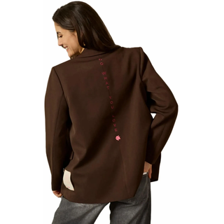 LIKS. Munich Blazer mit Taschengürtel mit Applikation am Kragen aus Polyester - Viscose - Mischung - YunaC kastanienbraun 42