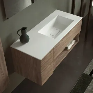 progettobagno Evo 50 Walnuss Vision Waschtisch Lago mit Unterschrank 120 cm, Ausführung rechts ohne HahnlochMB50E3090LDHISRNV, Badmöbel,