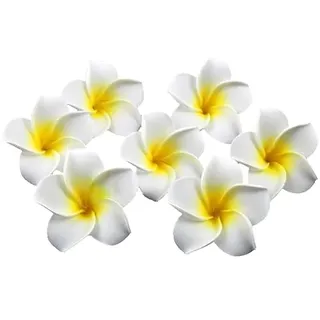 IMIKEYA 100 Stück Frangipani Blumen Deko: künstlich Plumeria Blüten - 6 cm Hawaiian Plumeria Frangipani Kunstblumen Köpfe Hawaii Blume Deko für Party Hochzeits DIY Haarklammer