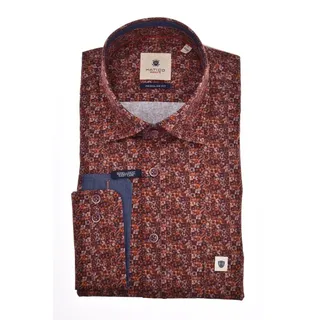 Hatico Langarmhemd – Regular Fit – Langarm Hemd – Businesshemd mit Print easy-care orange M