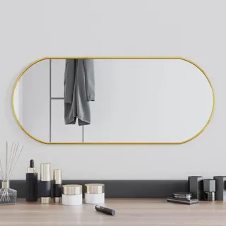 ZEYUAN Wandspiegel Golden 70x30 cm Oval, Wall Mirror, Spiegel Schlafzimmer, Garderobenspiegel, Spiegel Schmal, Badspiegel, Kosmetikspiegel, Dekorative Spiegel